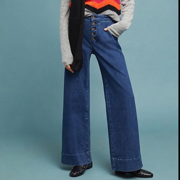 Anthropologie Denim - Pilko & Letterpress Anthropologie High Rise Button Fly Wide Leg Flare Jeans
